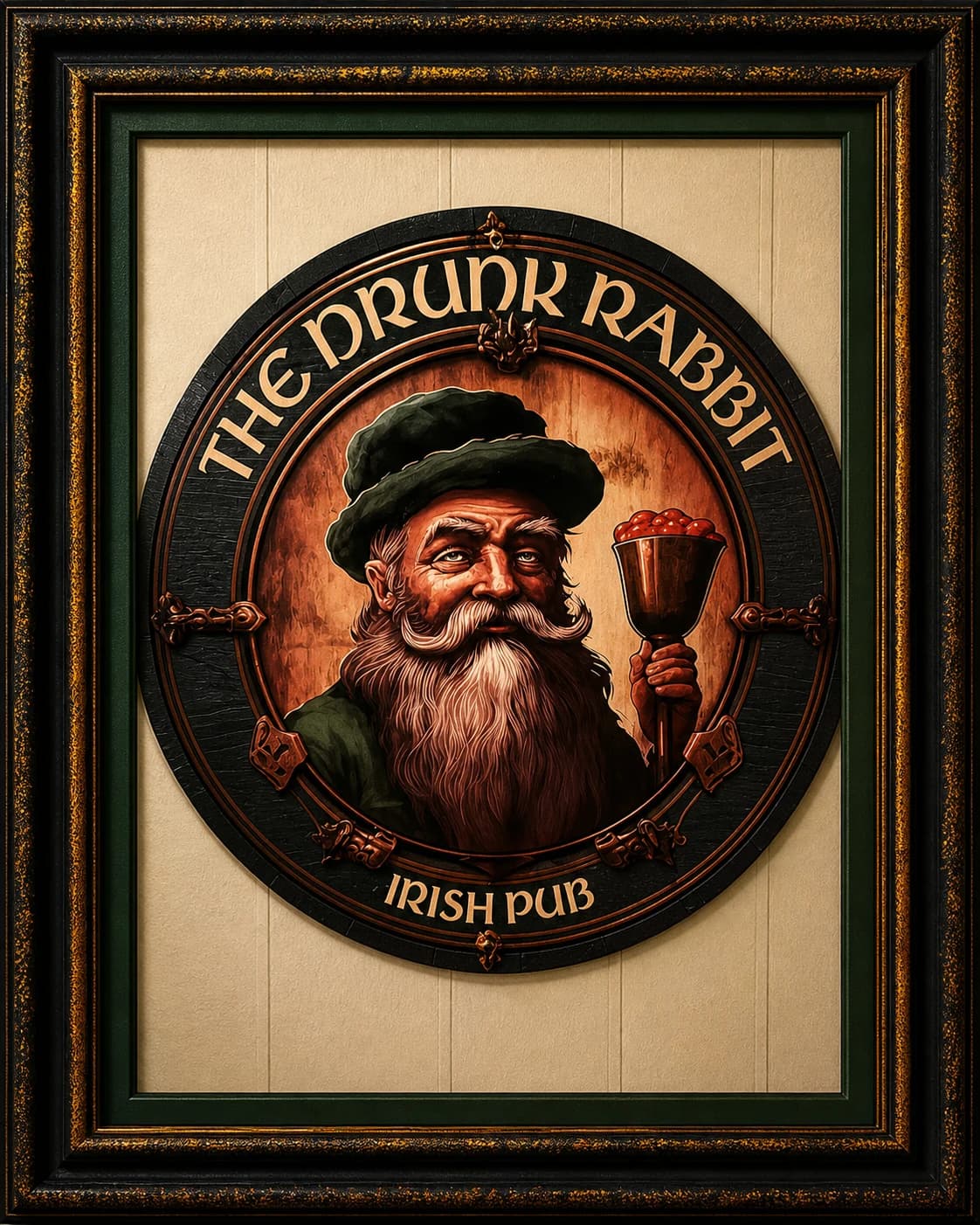 Innrammað The Drunk Rabbit Irish Pub skilti
