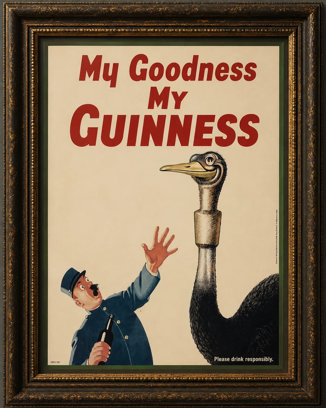 Vintage Guinness spjald með strút